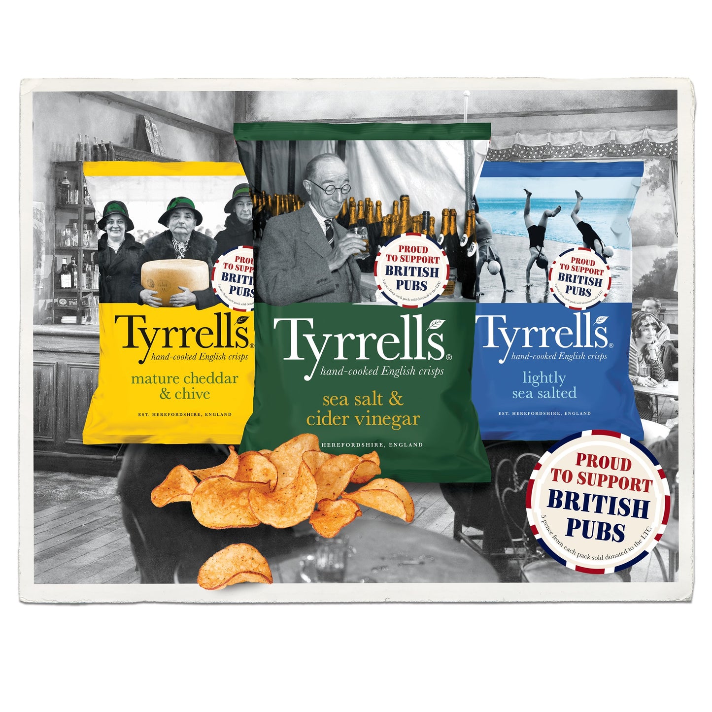 Tyrrells Furrows Sea Salt & Vinegar Crisps 150g