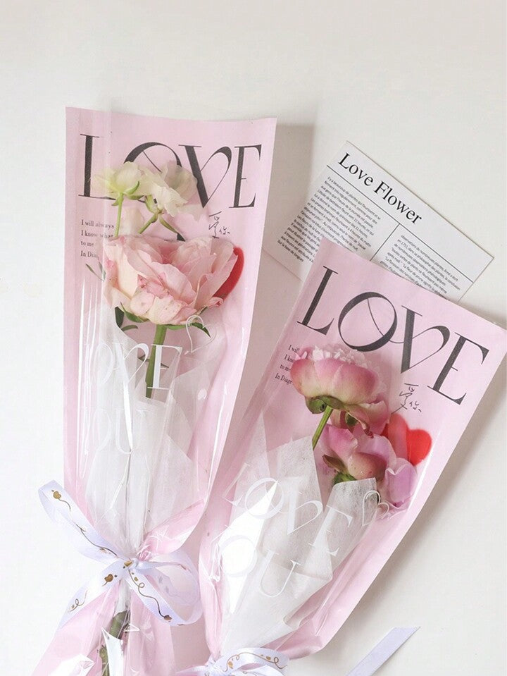 Mixed Color Flower Wrapping Bag For Single Rose Gift Bag 10 pcs ( NO ROSE )