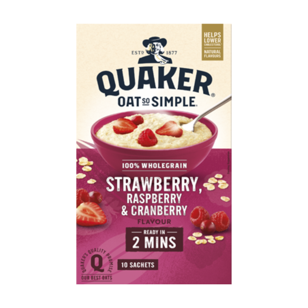 Quaker Oat So Simple Strawberry, Raspberry & Cranberry Porridge Sachets 10 Pack 339g