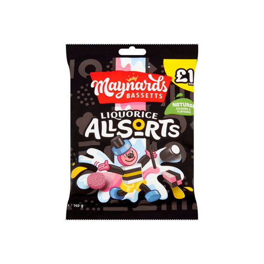 Maynards Bassetts Liquorice Allsorts Bag 165g แบสเซ็ตส์ ลูกกวาดลิครอริสรวมรส 165 กรัม