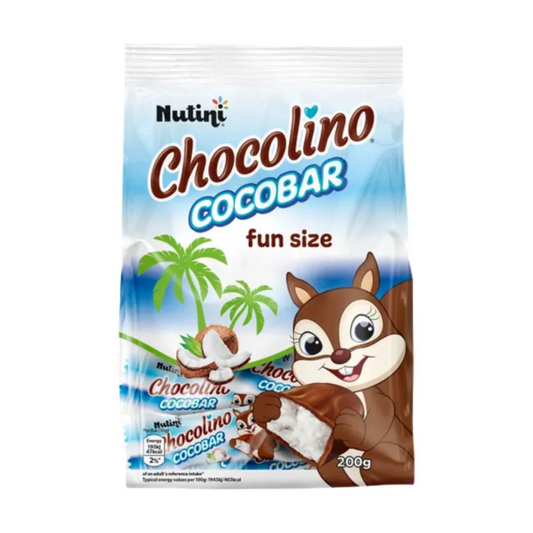 Nutini Chocolino Cocobar Fun Size Coconut chocolate Bar  200g