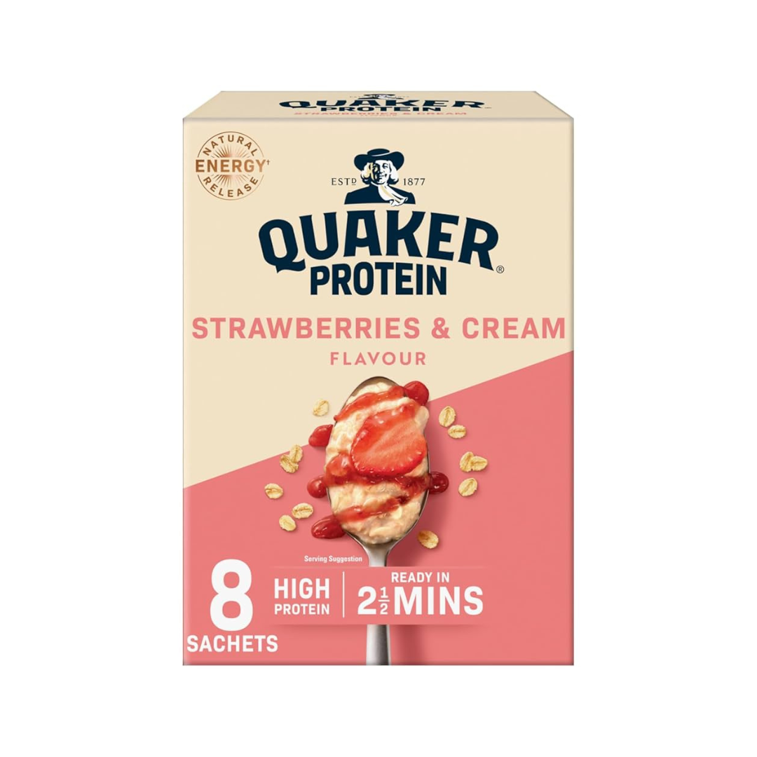 Quaker Protein Strawberries & Cream Porridge 8 Pack 336g