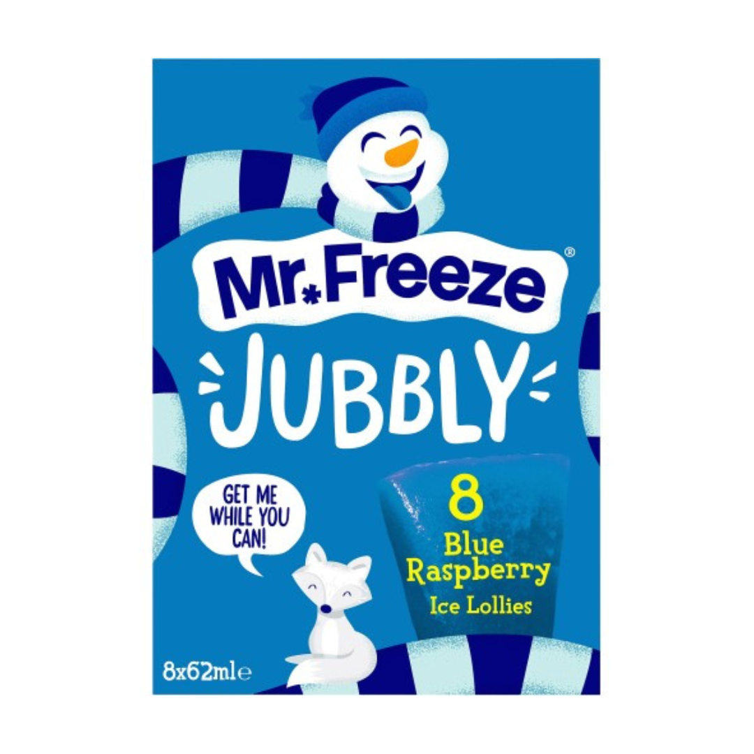 Mr Freeze Jubbly Blue Raspberry Ice Lollies 8 Packs 496ml
