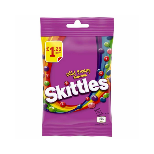 Skittles Chewy Sweets Wild Berry Fruit Flavoured Candy Treat Bag 109g