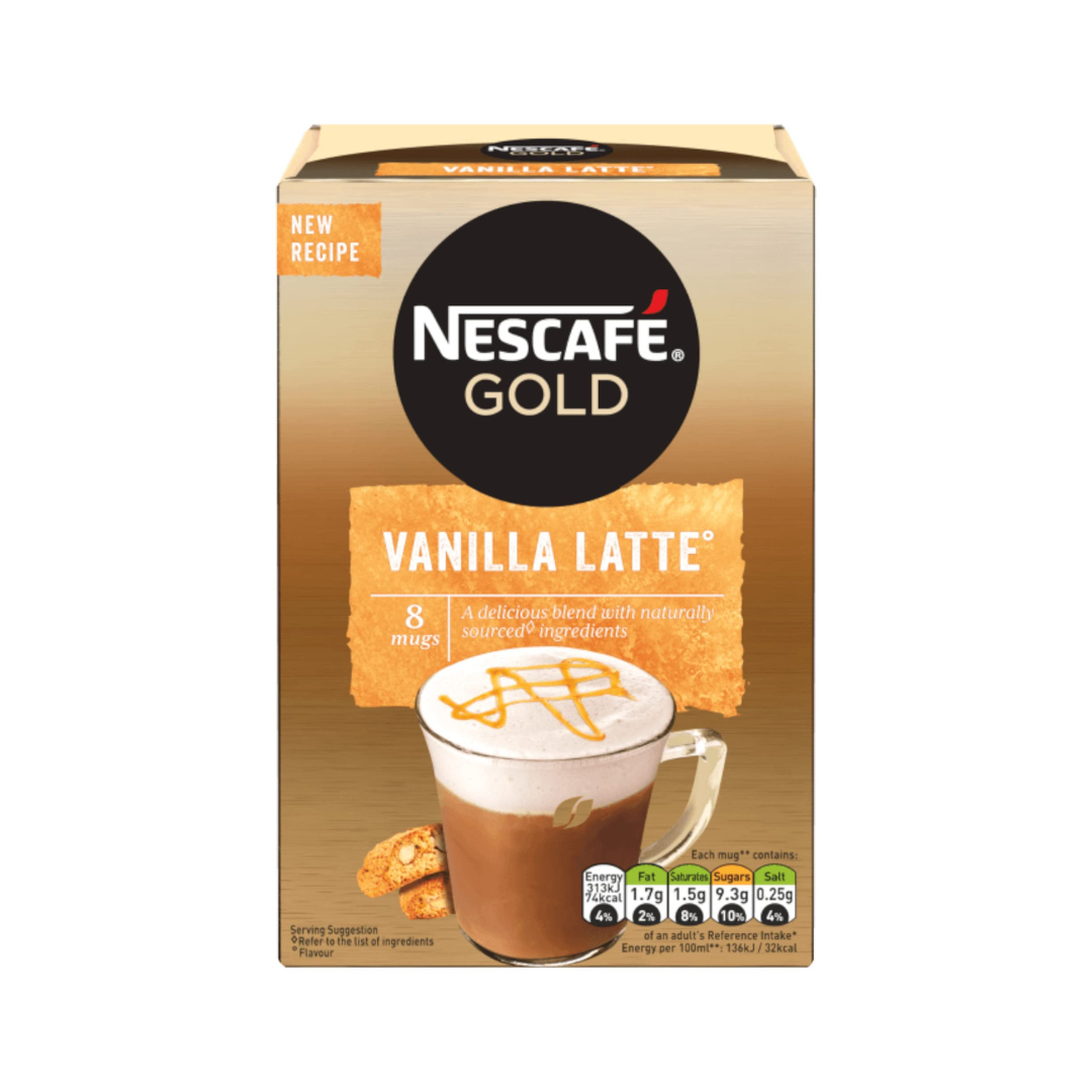 Nescafe Gold Vanilla Latte Instant Coffee 8 x 18.5g Sachets