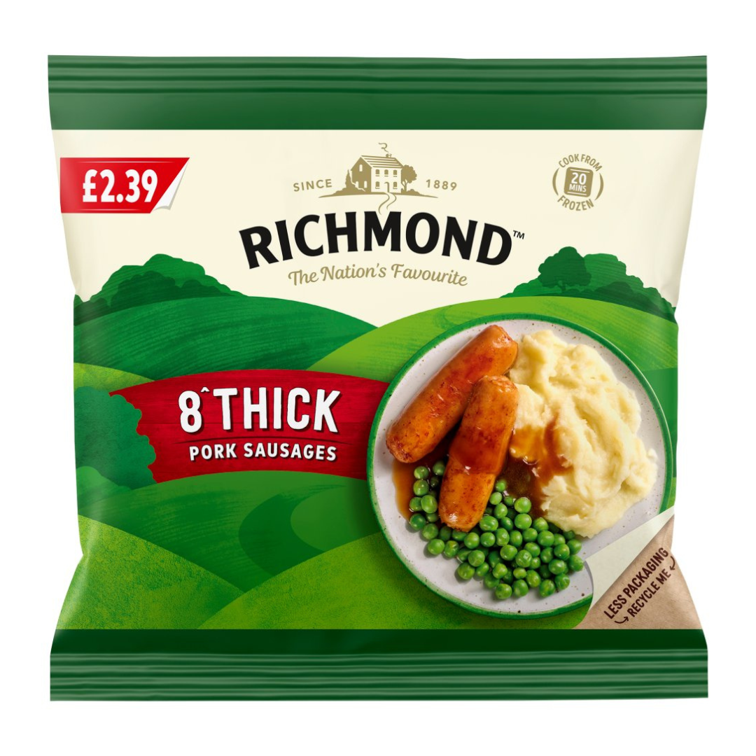 Richmond 8 Thick Pork Sausages 344g