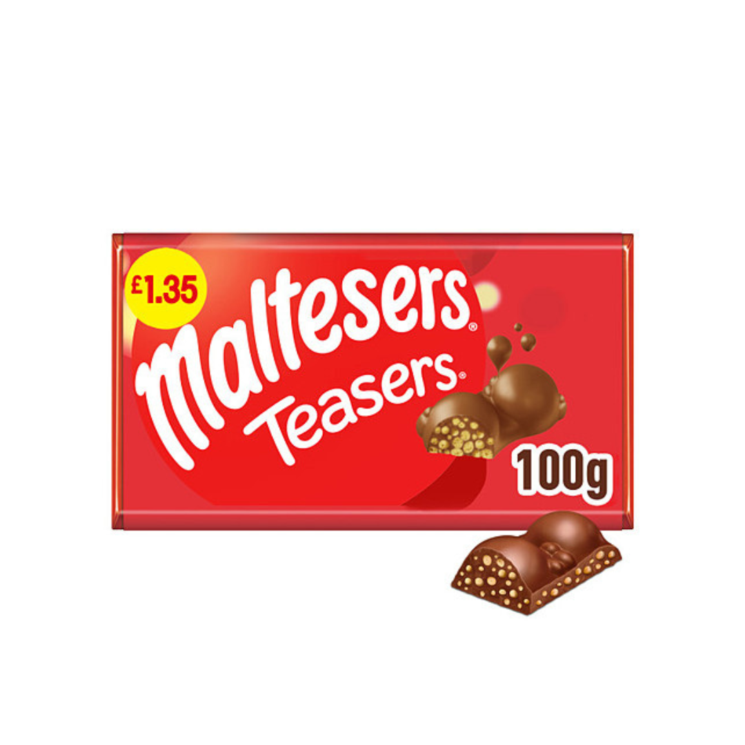 Maltesers Teasers Milk Chocolate & Honeycomb Block Bar 100g