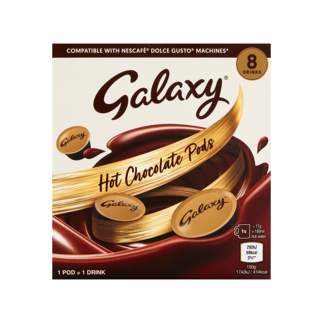 Galaxy Hot Chocolate Pods 8 Pack 136g กาแล็กซี่ ฮอตช็อกโกแลต แคปซูล 8 แพ็ค 136 กรัม