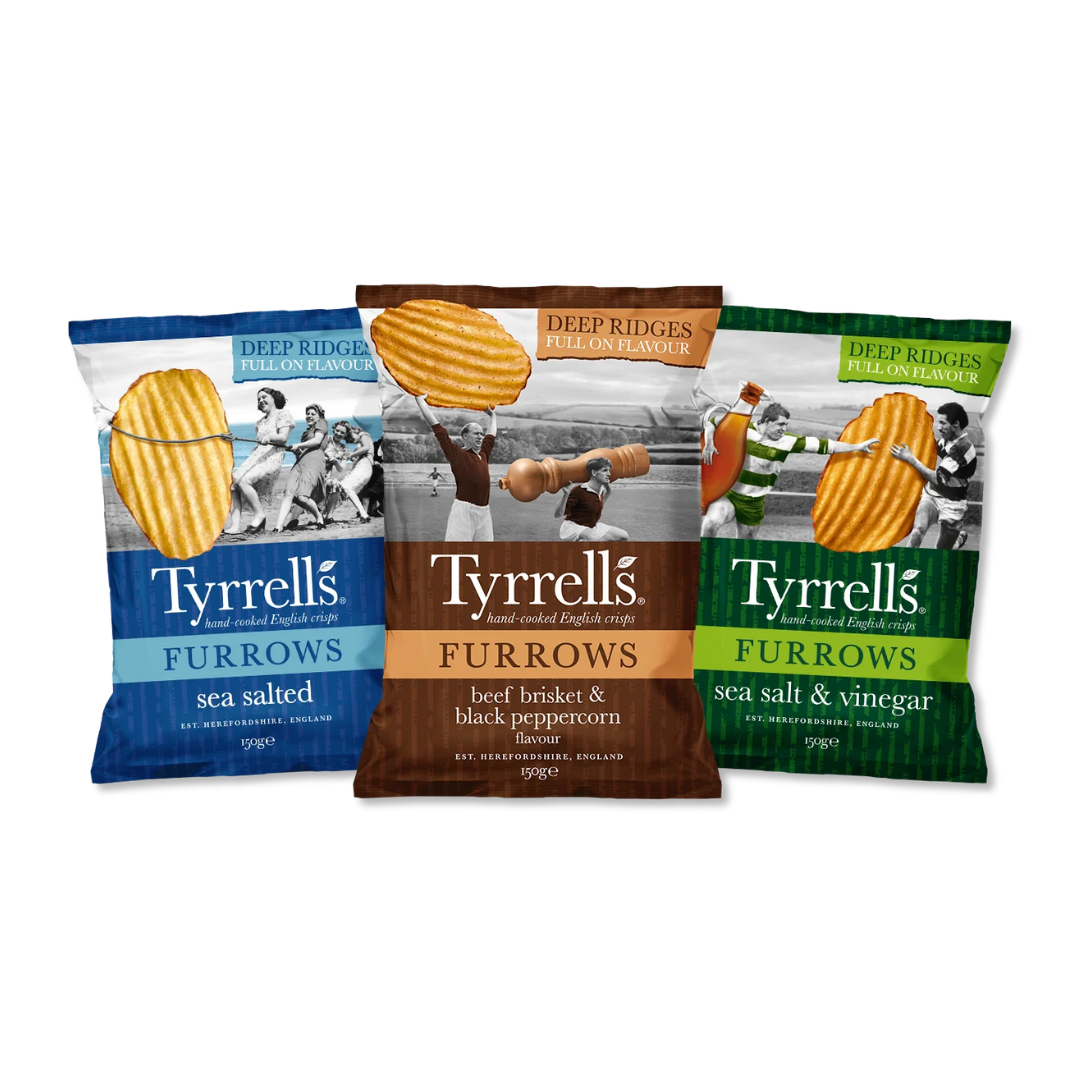 Tyrrells Furrows Sea Salt & Vinegar Crisps 150g