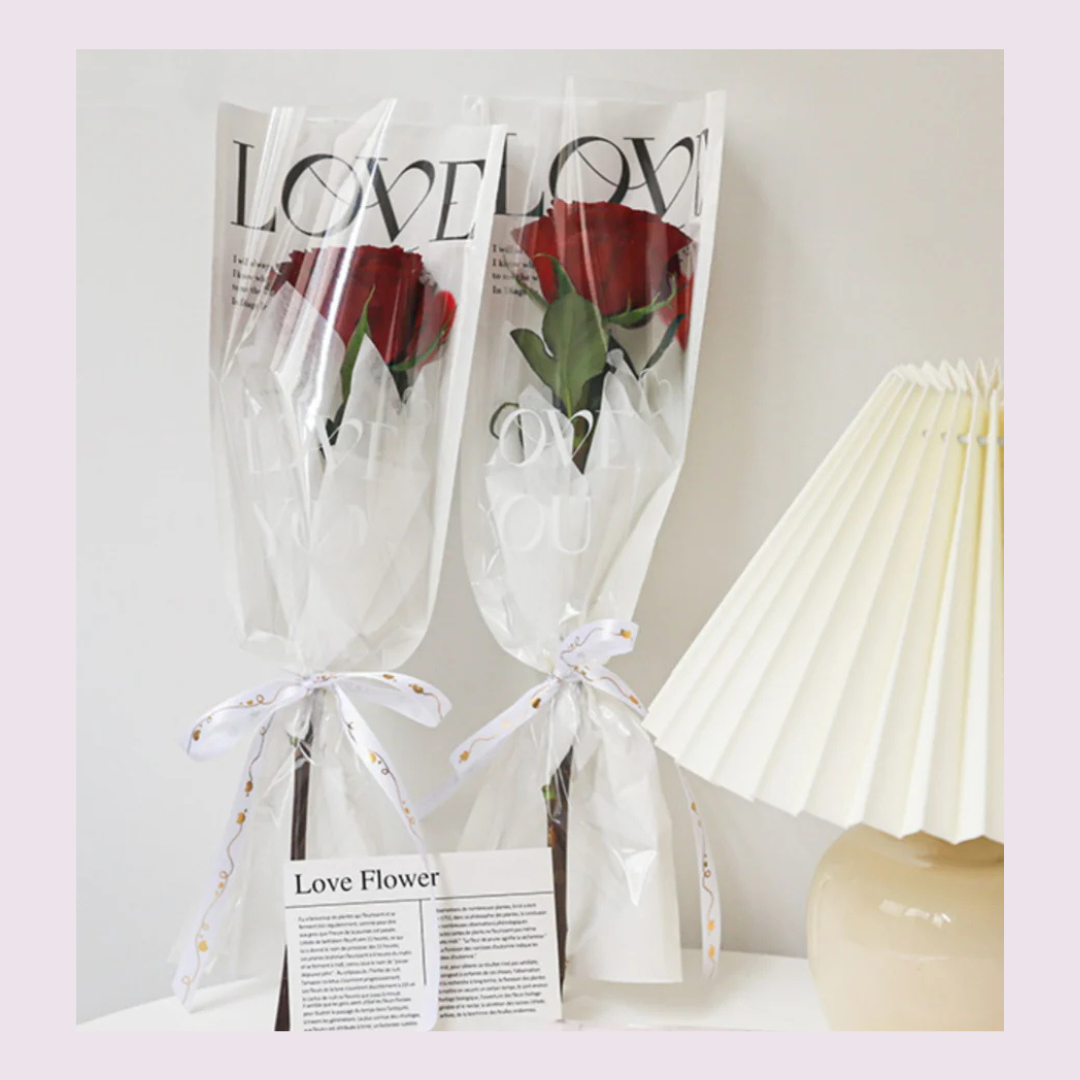 Mixed Color Flower Wrapping Bag For Single Rose Gift Bag 10 pcs ( NO ROSE )