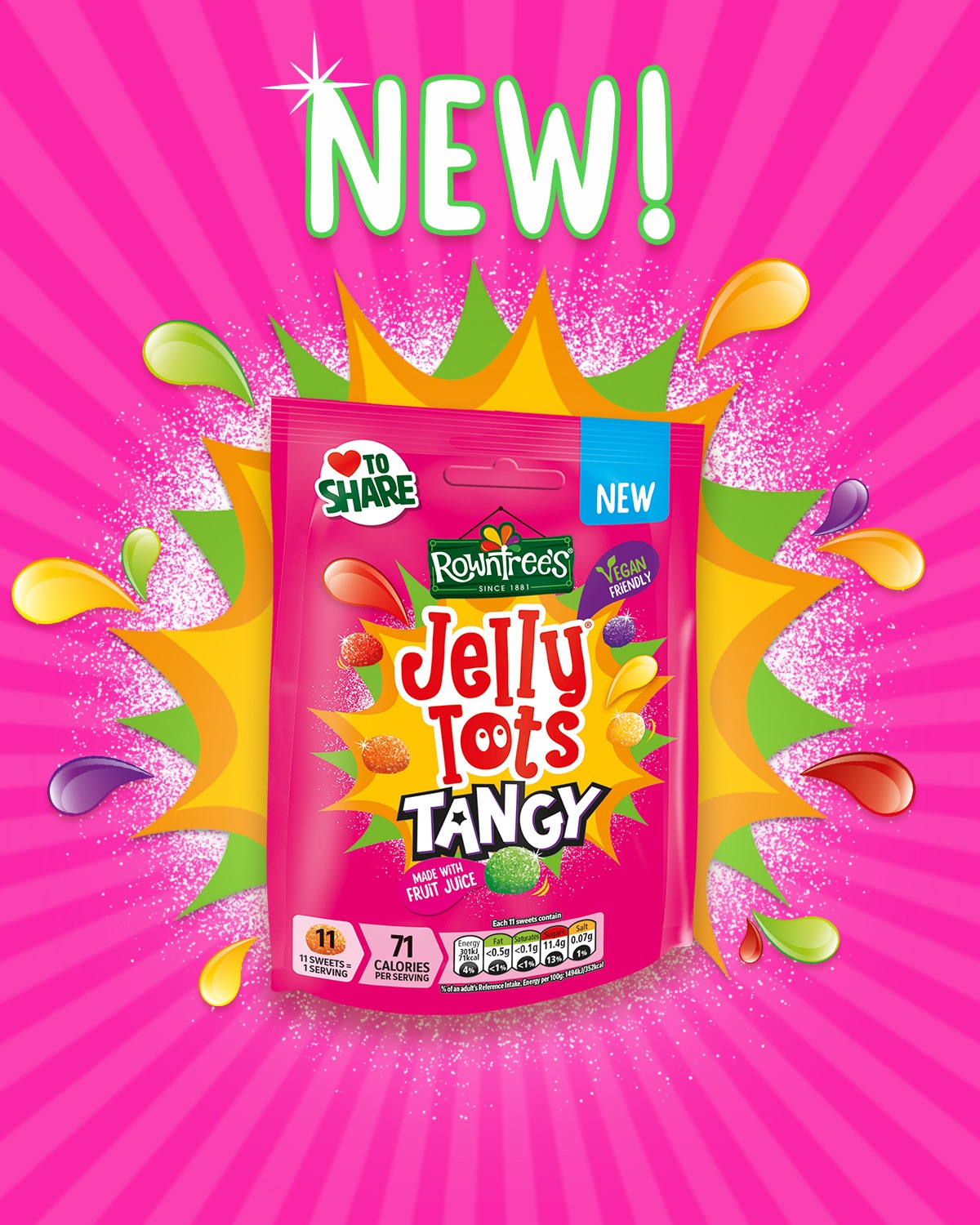 Nestle Rowntrees Jelly Tots Tangy Pouch 140g