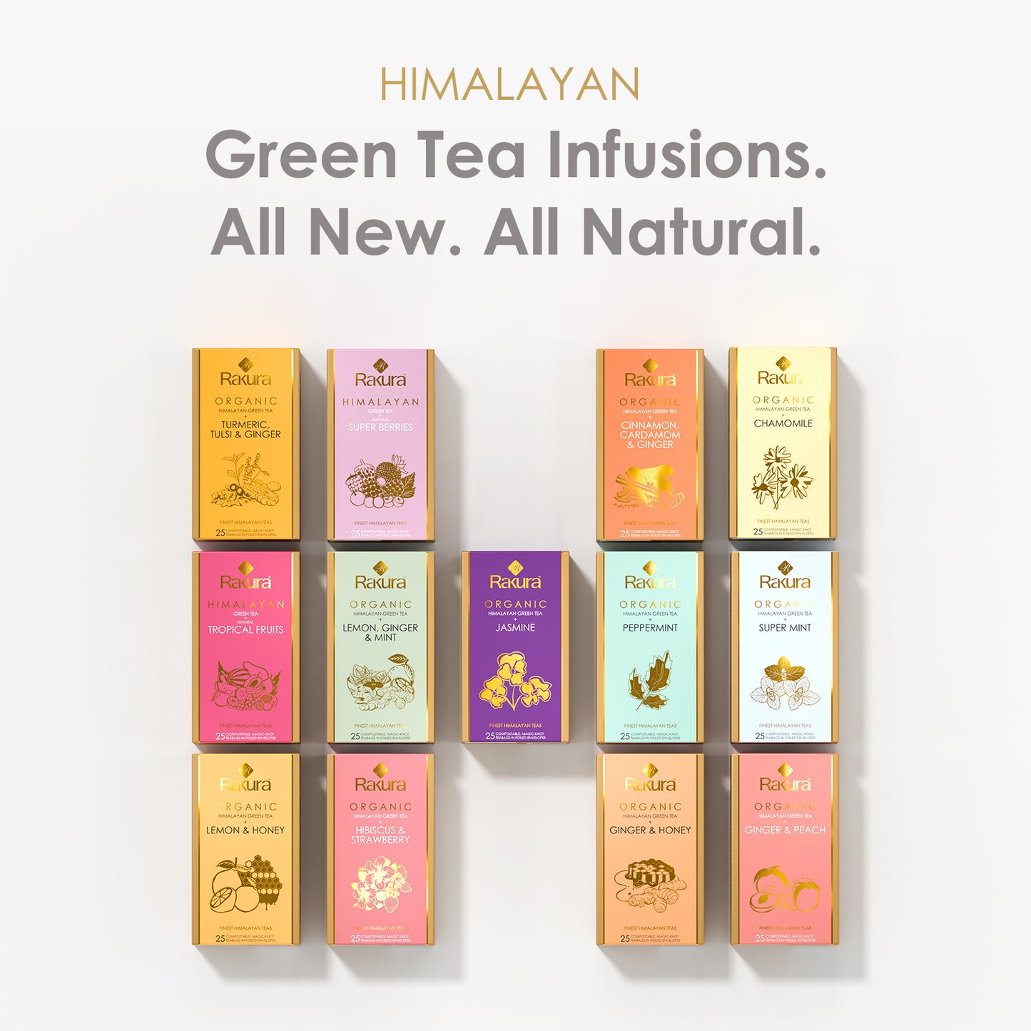 Rakura Himalayan Green Tea with Natural Super Berries 25 Tea Bags