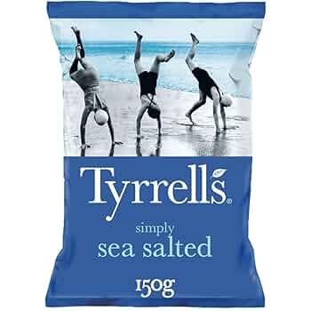 Tyrrells Lightly Sea Salted Crisps 150gm ทิเรลส์ มันฝรั่งอบกรอบรสเกลือทะเลบางเบา 150 กรัม