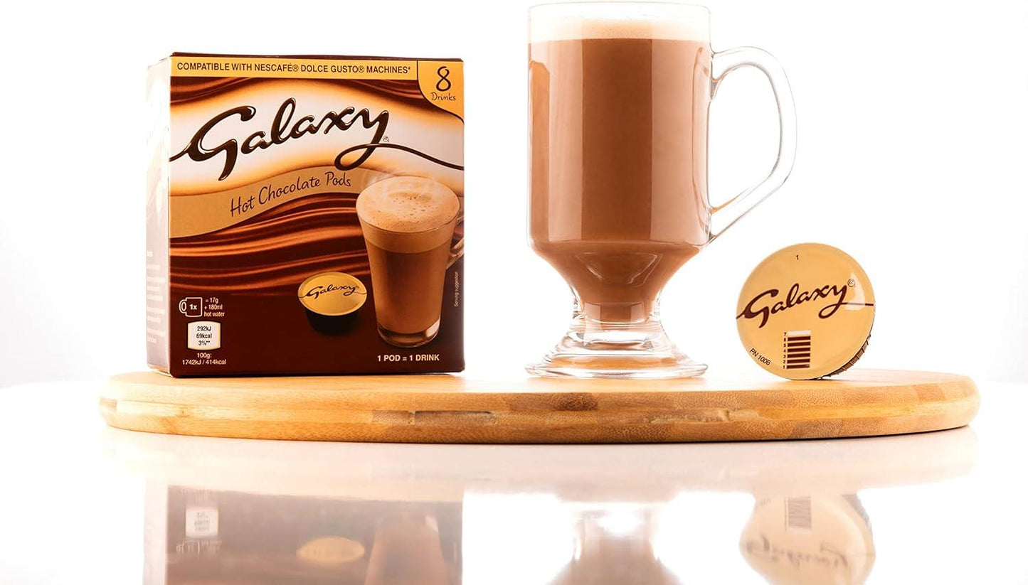 Galaxy Hot Chocolate Pods 8 Pack 136g กาแล็กซี่ ฮอตช็อกโกแลต แคปซูล 8 แพ็ค 136 กรัม