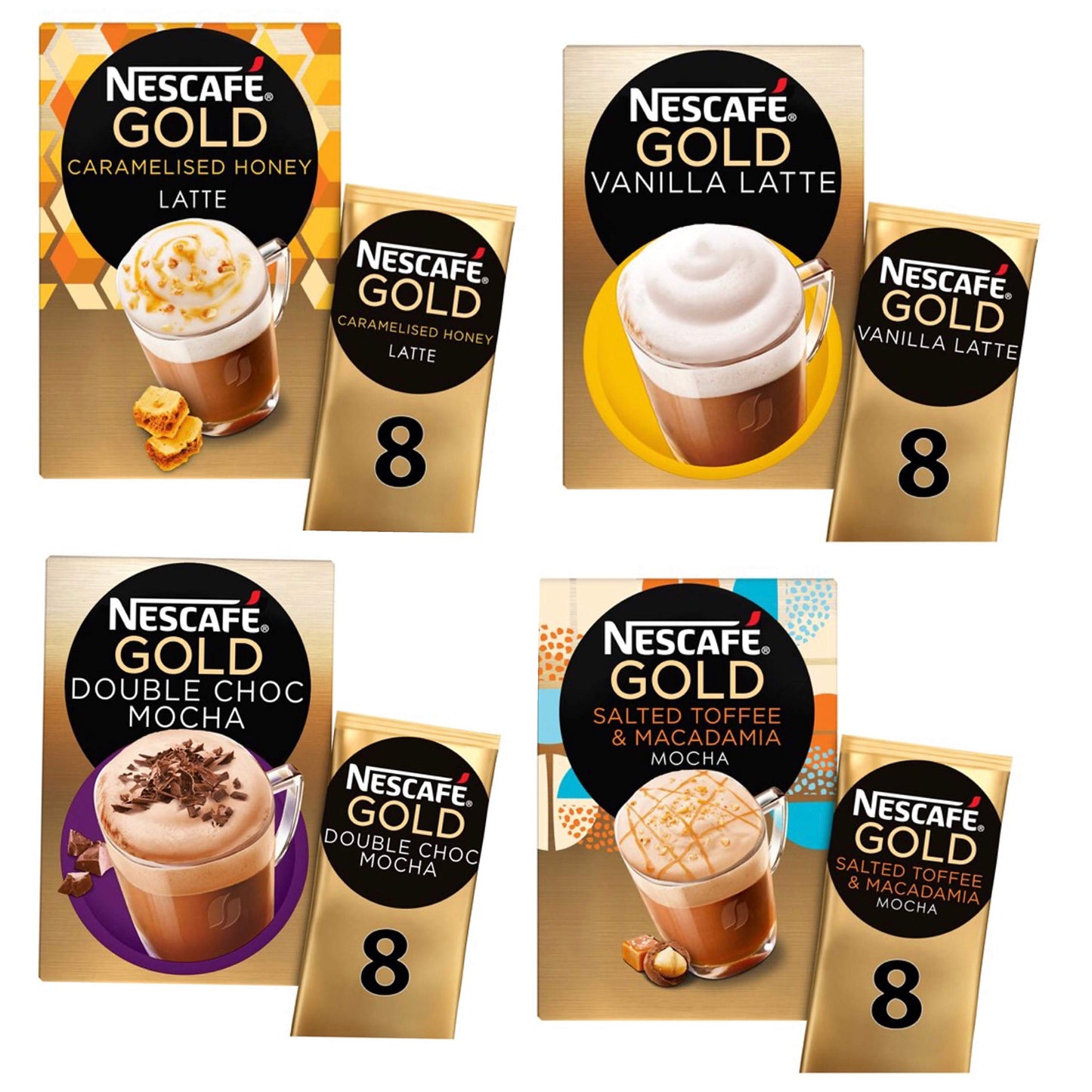 Nescafe Gold Vanilla Latte Instant Coffee 8 x 18.5g Sachets