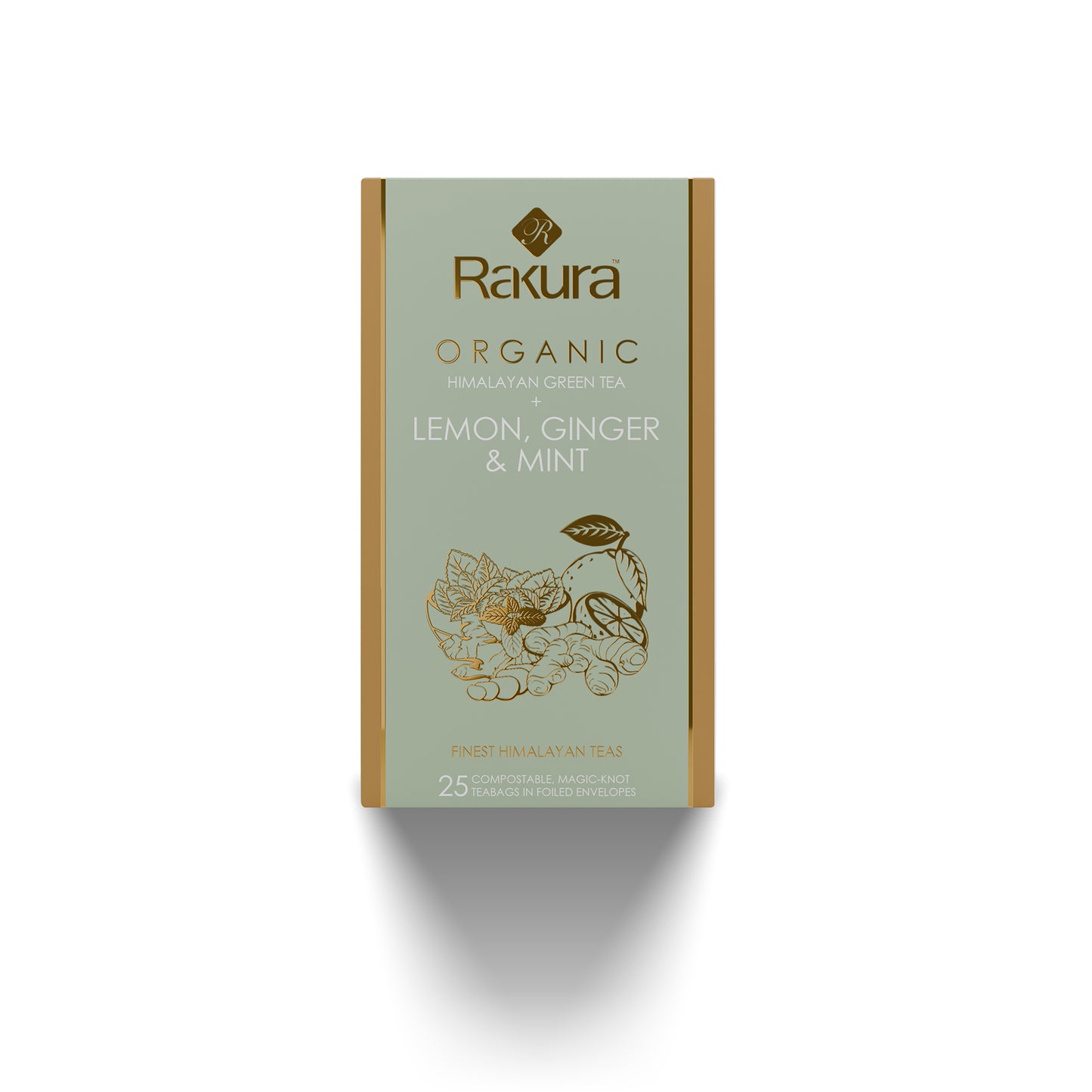 Rakura Organic Himalayan Green Tea wtih Lemon, Ginger & Mint 25 Tea Bags