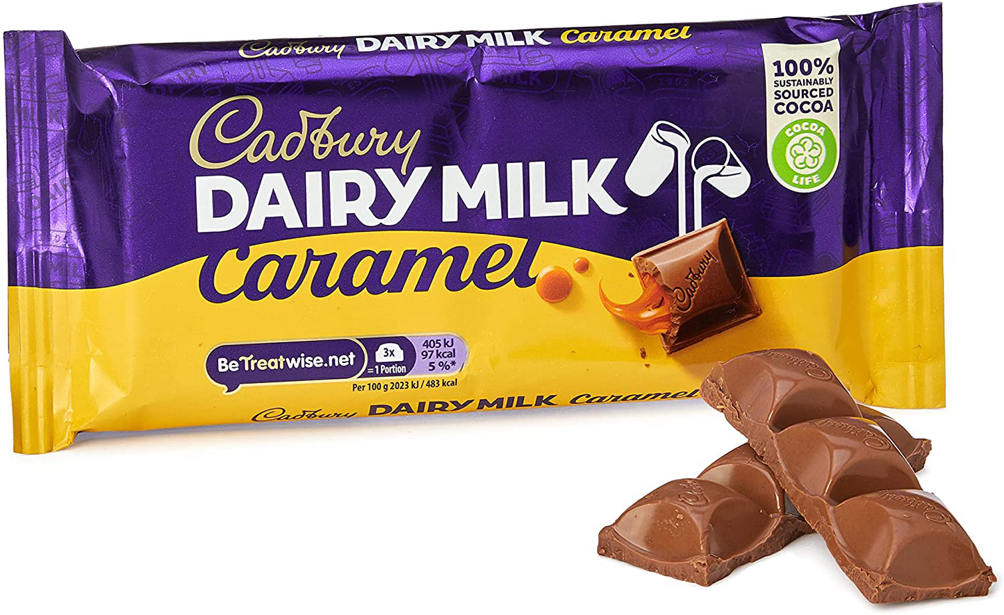 Cadbury Dairy Milk Caramel Chocolate Bar 180g แคดเบอรี แดรี่ มิลค์ คาราเมล ช็อกโกแลตบาร์ 180 กรัม