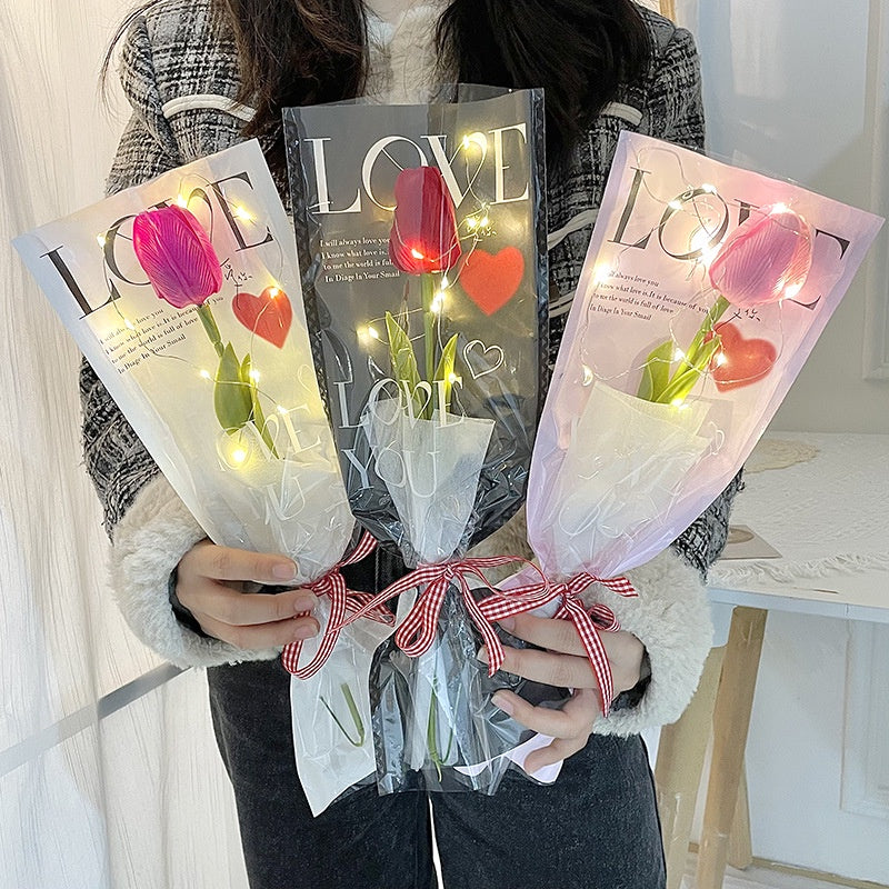 Mixed Color Flower Wrapping Bag For Single Rose Gift Bag 10 pcs ( NO ROSE )