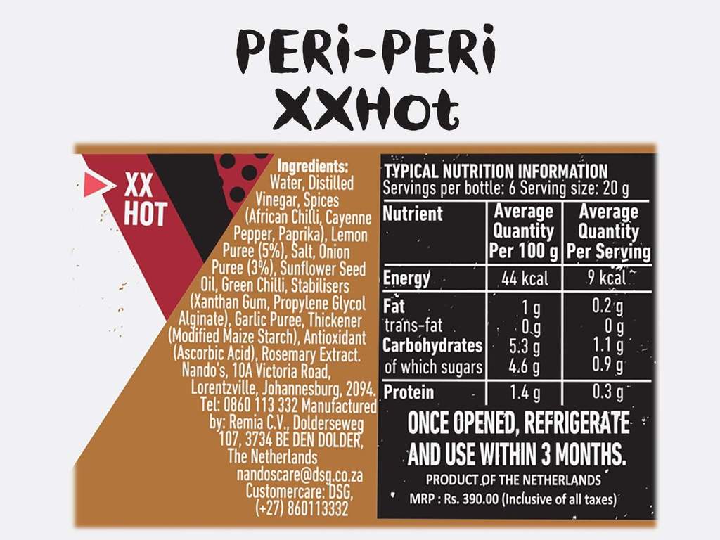 Nandos Peri Peri XX Hot Sauce 250g