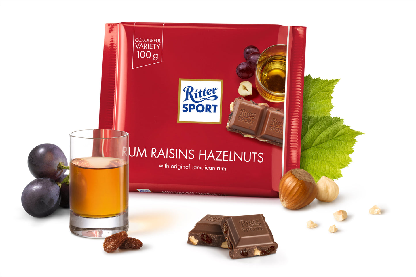 Ritter Sport Rum Raisins Hazelnuts 100g