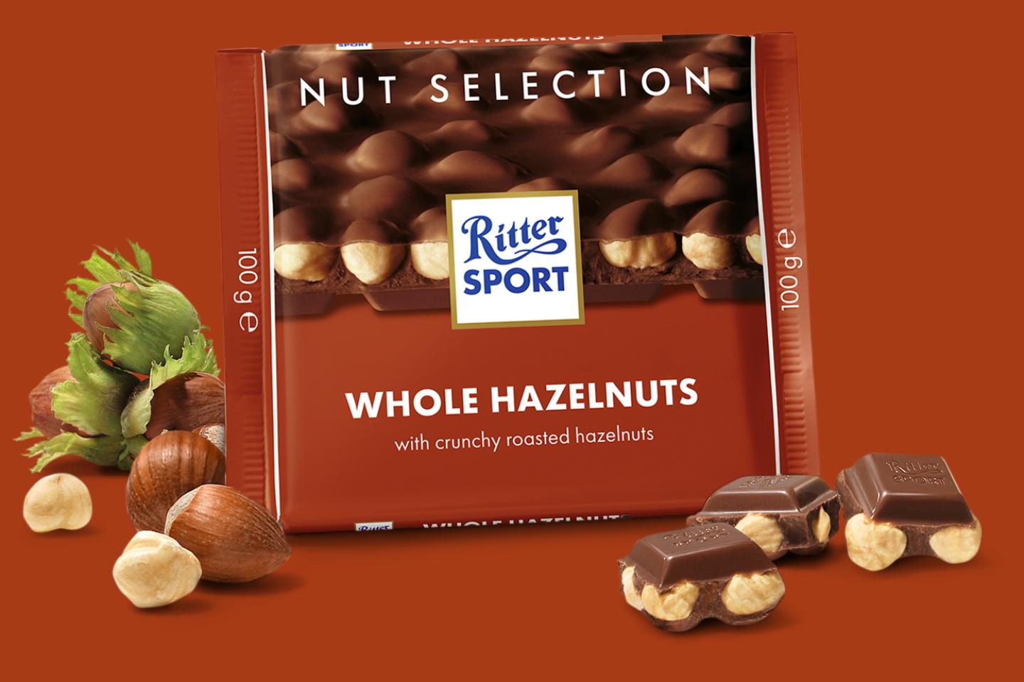 Ritter Sport Whole Hazelnuts Chocolate Bar 100g