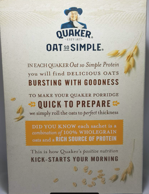 Quaker High Protein Oats Golden Syrup Flavour 344g