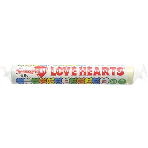 Swizzels Giant Love Hearts Rolls Fruit Flavour Fizzy Sweets (4 Pack) 105g