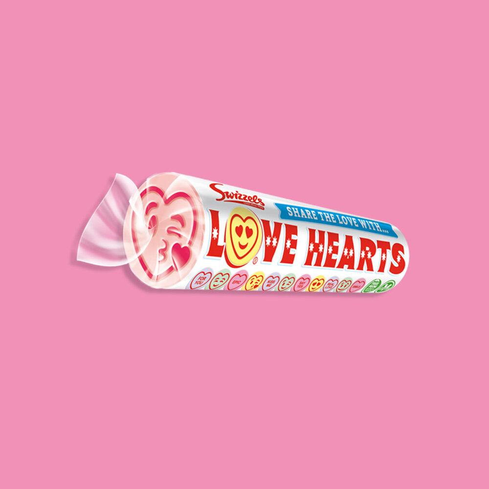 Swizzels Giant Love Hearts Rolls Fruit Flavour Fizzy Sweets (4 Pack) 105g