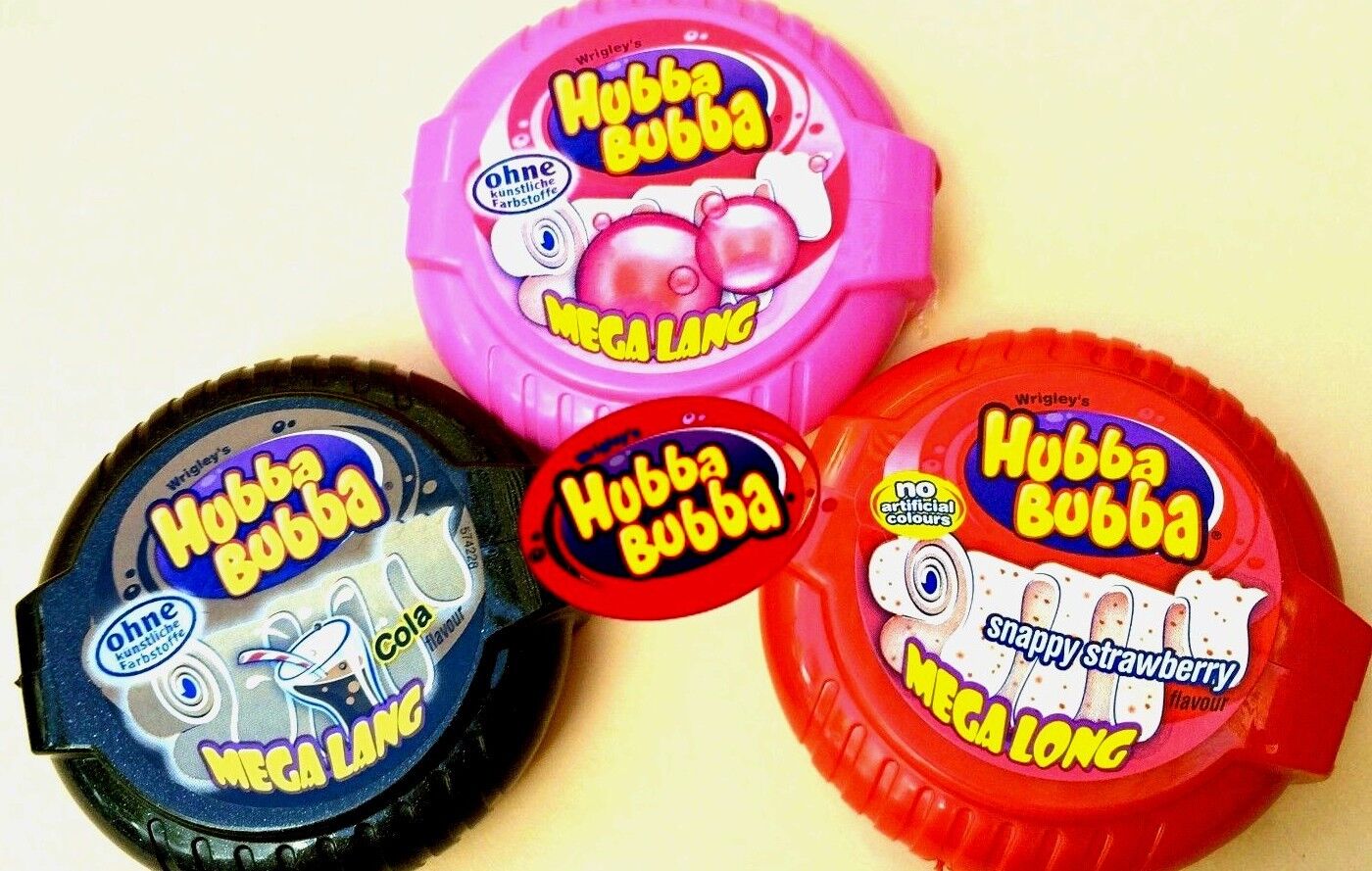 Hubba Bubba Mega Long Snappy Strawberry Flavour Chewing Gum 56g ฮับบา บับบา หมากฝรั่งรสสตรอว์เบอร์รี่แบบเส้นยาว 56 กรัม