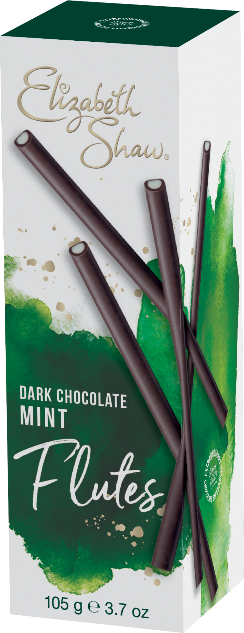 Elizabeth Shaw Dark Chocolate Mint Flutes 105g เอลิซาเบธ ชอว์ ดาร์กช็อกโกแลต มิ้นต์ ฟลุต 105 กรัม