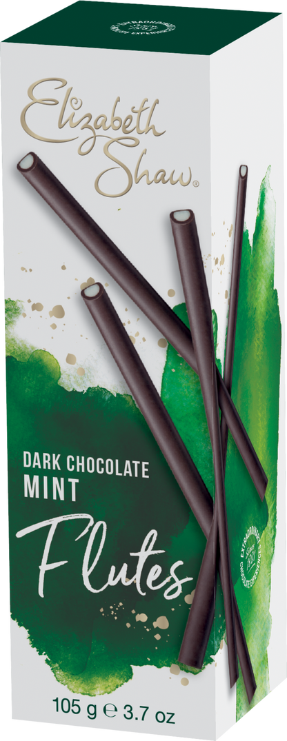 Elizabeth Shaw Dark Chocolate Mint Flutes 105g เอลิซาเบธ ชอว์ ดาร์กช็อกโกแลต มิ้นต์ ฟลุต 105 กรัม