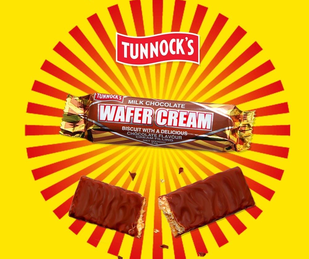 Tunnock's Milk Chocolate Wafer Cream Biscuit With A Delicious [4 X 24g] 96g ทันน็อคส์ บิสกิตเวเฟอร์ช็อกโกแลต นม ครีม 24