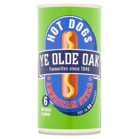 Ye Olde Oak 6 American Style Hot Dogs in Brine 560g ยี โอล โอ๊ค 6 ฮอทด็อก สไตล์อเมริกันในน้ำเกลือ 560 กรัม