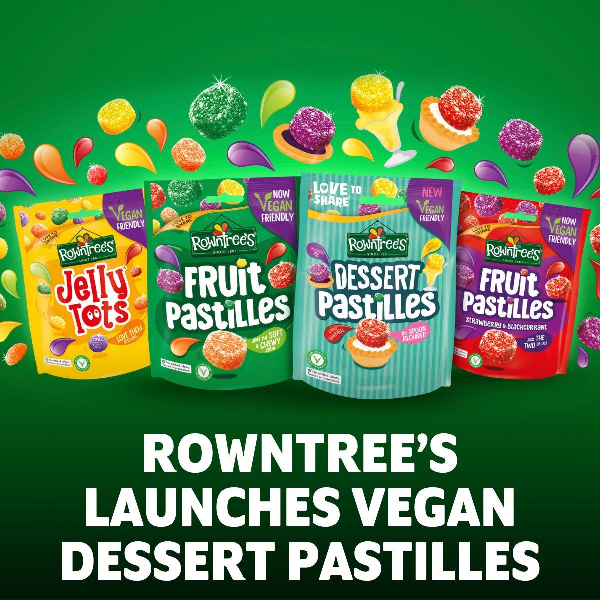 Rowntree's Vegan Friendly Fruit Pastilles  Sweets Multipack 42.8g