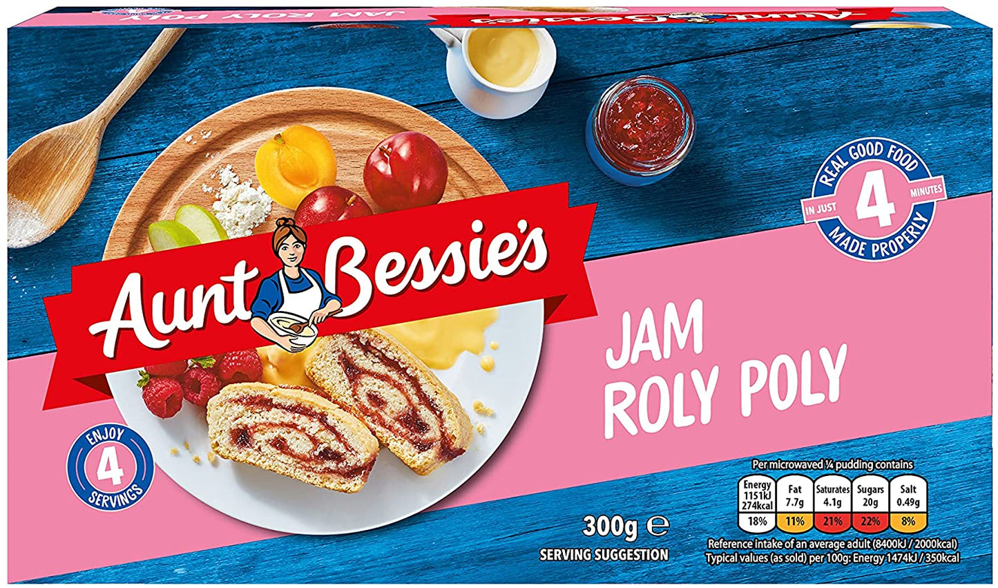 Aunt Bessies Jam Roly Poly Custard 300g อ้าน แยม โรลี่ โพลี คัสตาร์ด 300 กรัม