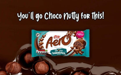 Aero Hazelnut Flavour Choco 90g แอร์โร่ ช็อกโกแลต รสเฮเซลนัท 90 กรัม