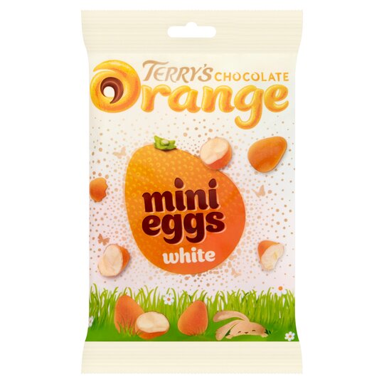 Terry's Chocolate Orange Mini Eggs White 80g เทอร์รี่ส์ ช็อกโกแลต เคลือบน้ำมันส้ม รูปทรงไข่ขาวรสนม จิ๋ว  80 กรัม