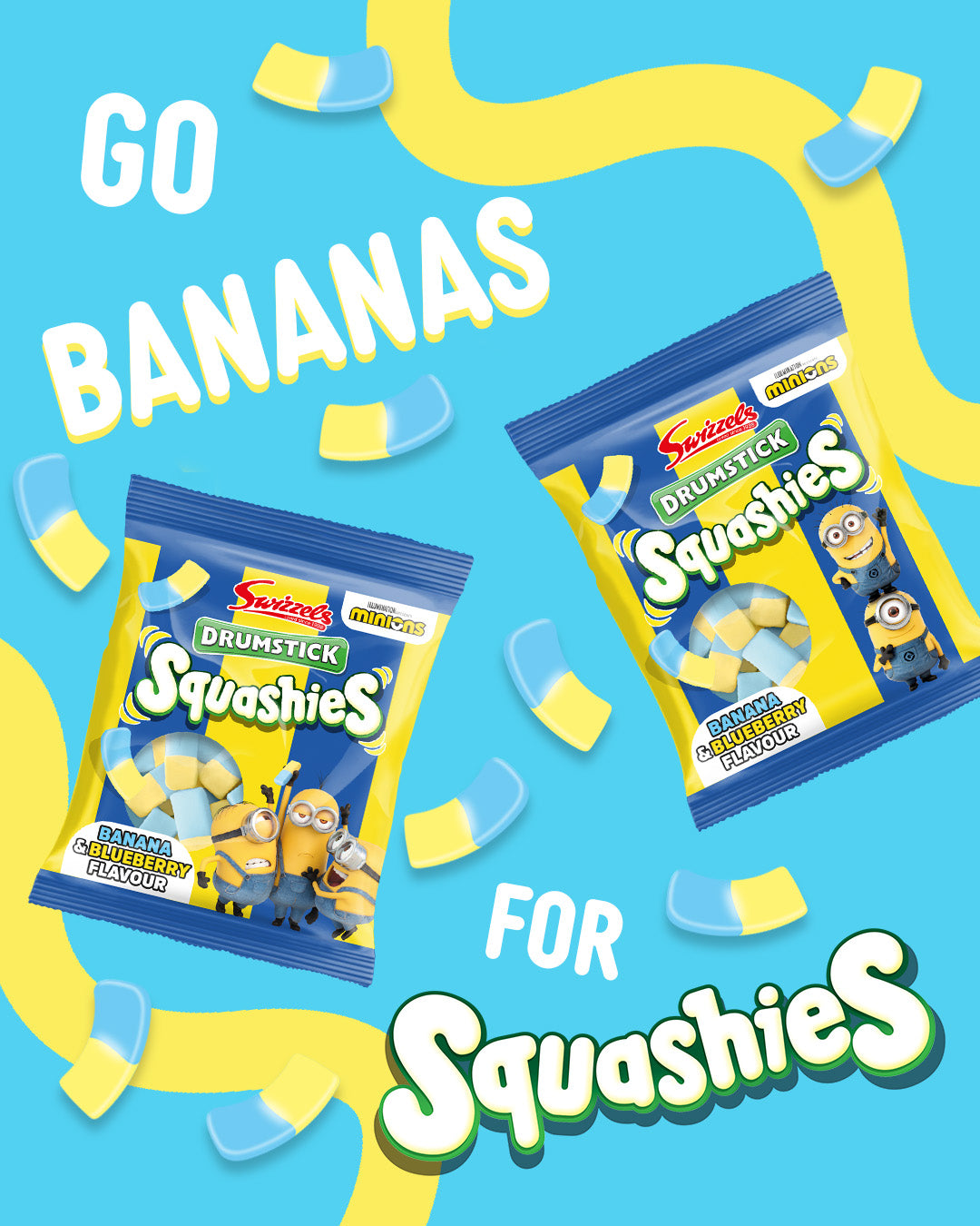 Swizzels Drumstick Squashies Minions Banana & Blueberry Flavour 110g