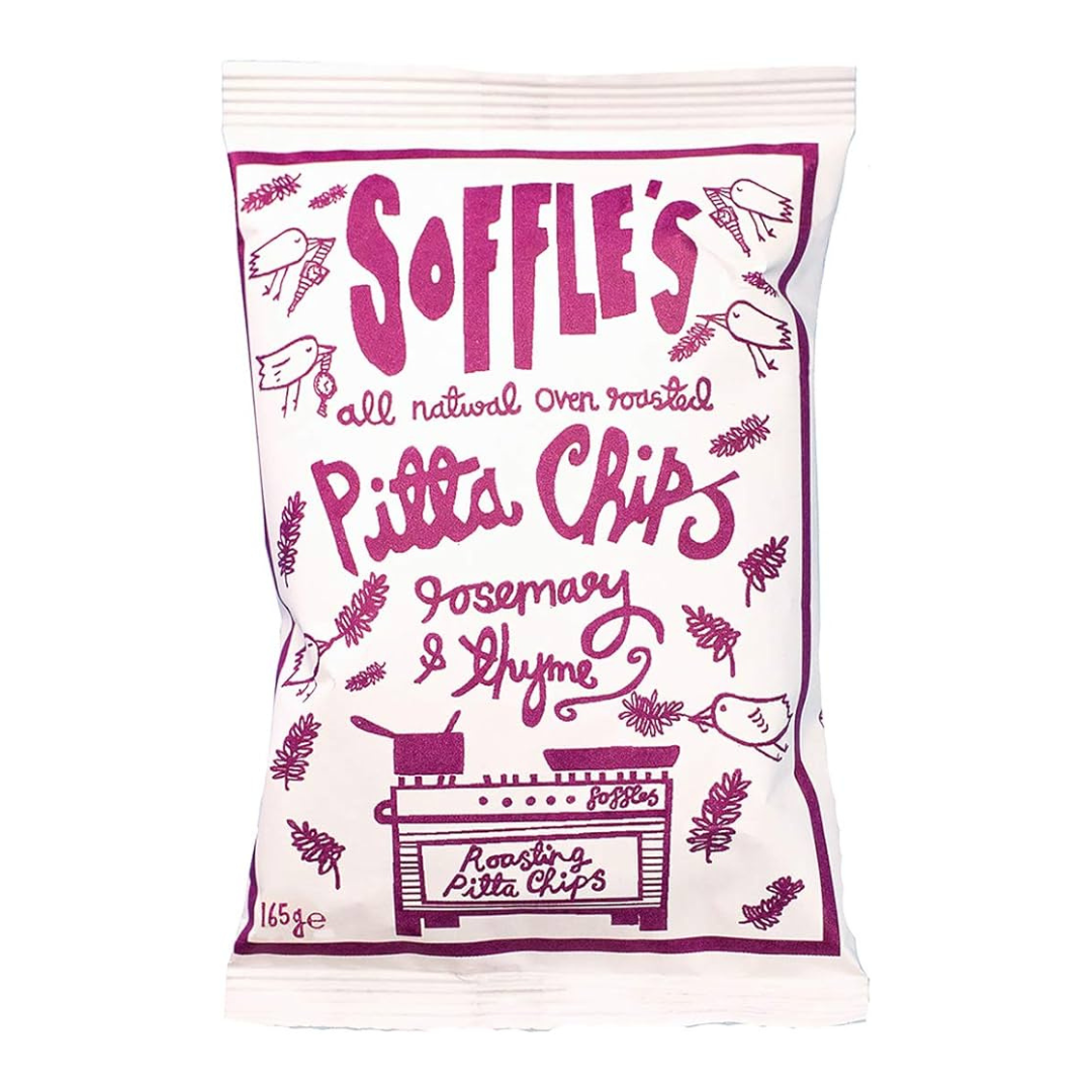 Soffles Pitta Chips Rosemary & Thyme Share Bag 165g ซอฟเฟลส์ พิตต้า ชิปส์ โรสแมรี่ และ ไธม์ อบกรอบ  แบ่งถุง 165 กรัม