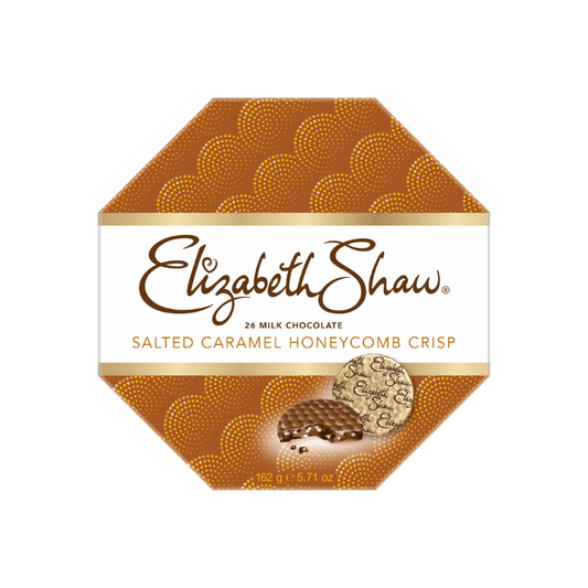 Elizabeth Shaw Milk Chocolate Salted Caramel Honeycomb Crisp 162g เอลิซาเบธ ชอว์ มิลค์ช็อกโกแลต รสซอลท์คาราเมล ฮันนี่ คอ