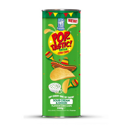 [Best Before 23-Dec-24] Pop-Tastic Tortilla Sour Cream & Onion Flavour Corn Chips 160g ป๊อปแทสติก ทอร์ติญ่า รสครีมเปรี้ยวและหัวหอม ข้าวโพดทอดกรอบ 160 กรัม