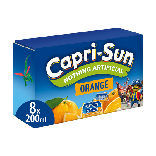 Capri-Sun 8 Pack Orange Zero Added Sugar 1600ml คาปรี-ซัน 8 แพ็ค ส้ม ซีโร่ – 1600 มล.