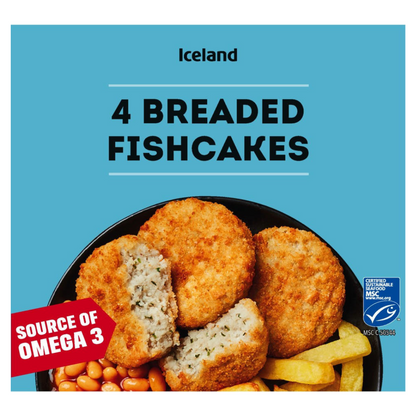 Iceland 4 Pack Breaded Fish Cakes 200g ไอซ์แลนด์ 4 แพ็ค เค้กปลาชุบเกล็ดขนมปัง 200 กรัม