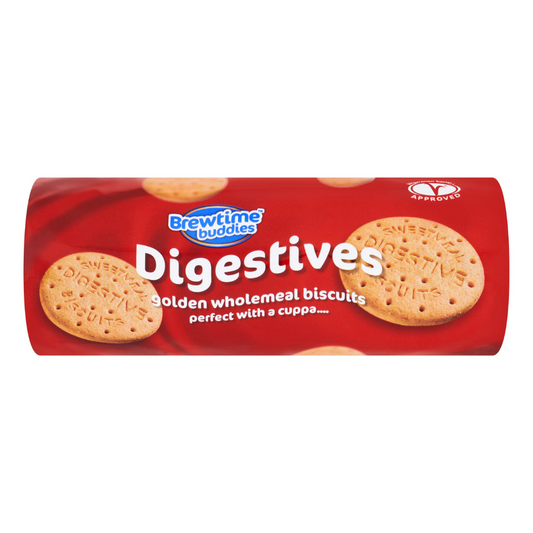 [Best Before 23-Nov-2024 ]Brewtime Buddies Digestives Golden Wholemeal Biscuits  300g บรูว์ไทม์ บัดดี้ส์ ไดเจสทีฟ บิสกิตโฮลวีท สีทอง 300 กรัม