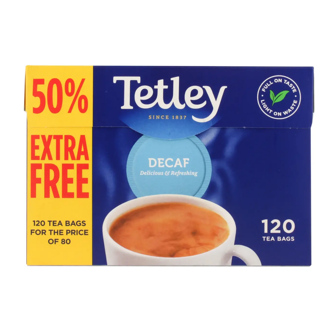 Tetley Decaf Delicious & Refreshing 120 Tea Bags เทตลีย์ เดคาฟ ถุงชาแสนอร่อย และ สดชื่น 120 ซอง