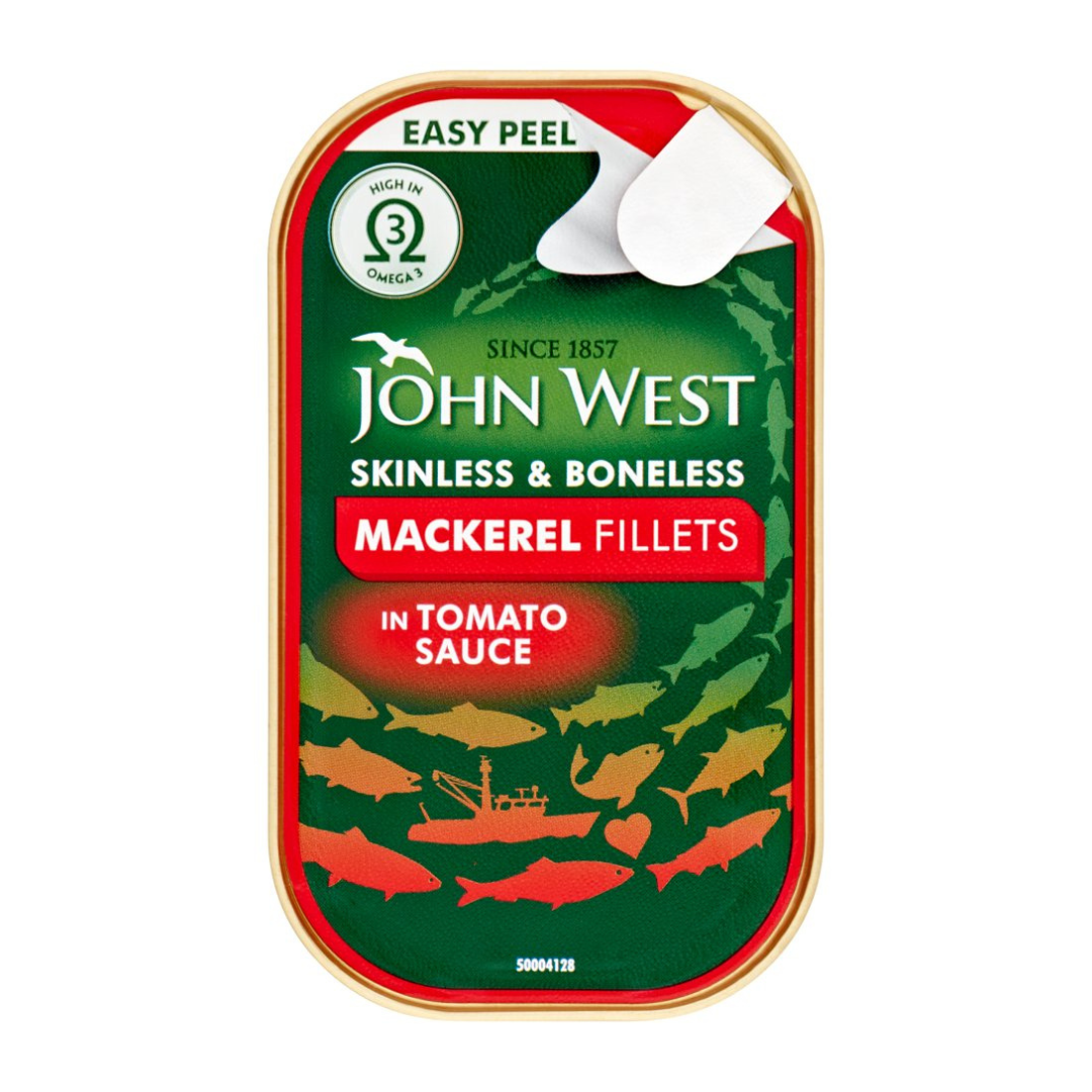 John West Skinless and Boneless Mackerel Fillets in Tomato Sauce 115g