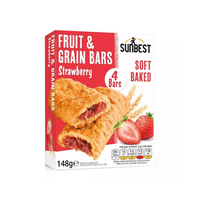 [Best before 30-Sep-2026] Sunbest Strawberry Fruit & Grain 4 Bars 148g