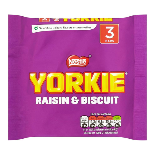 Yorkie Raisin & Biscuit Chocolate Bar Multipack [3x44g] 132g ยอร์คกี้ ลูกเกดและบิสกิต ช็อกโกแลต มัลติแพ็ค [3x44g] 132g