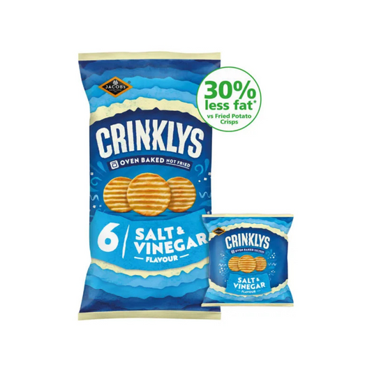 Jacob's Crinklys Salt & Vinegar Flavour Crisps 138g