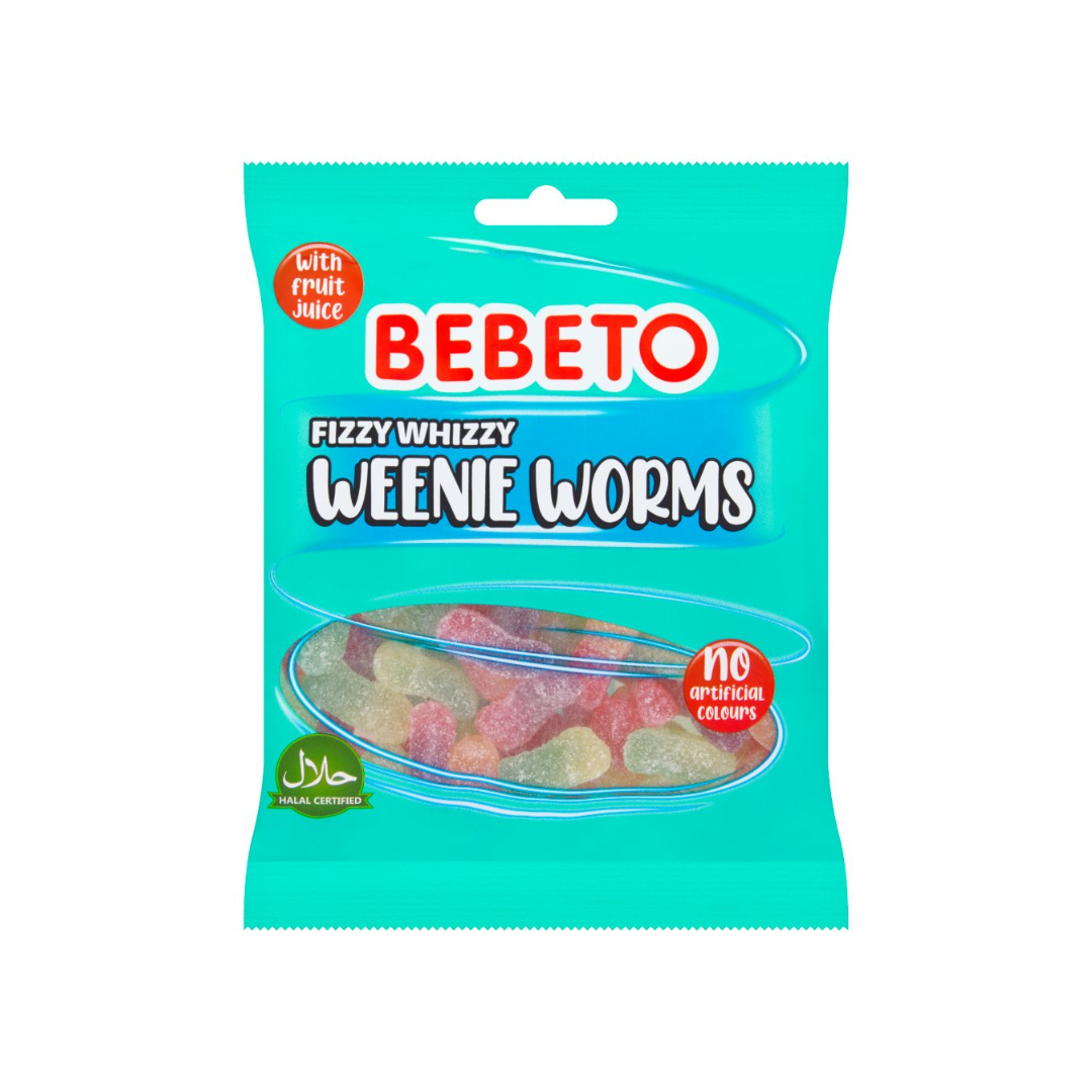 Bebeto Fizzy Whizzy Weenie Worms 150g